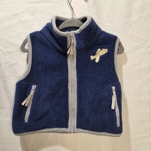 Vintage Sears 90s 18m Blue Fleece Vest with Airplane Embroidery And A Pocket